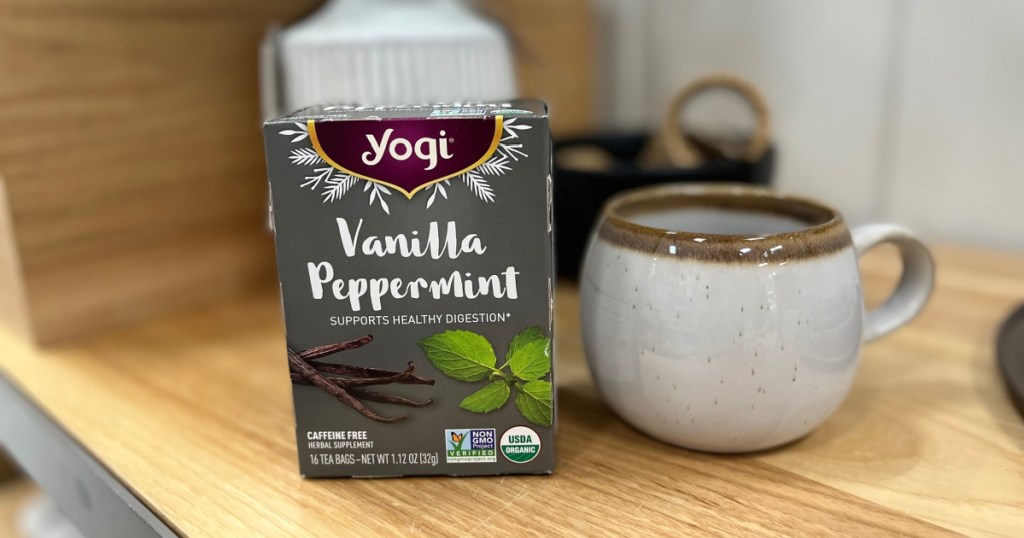 yogi teas next to mug