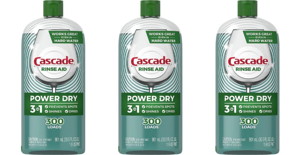 Cascade Rinse Aid Platinum, Dishwasher Rinse Agent, Regular Scent, 30.5 Fl Oz - 3 bottles shown
