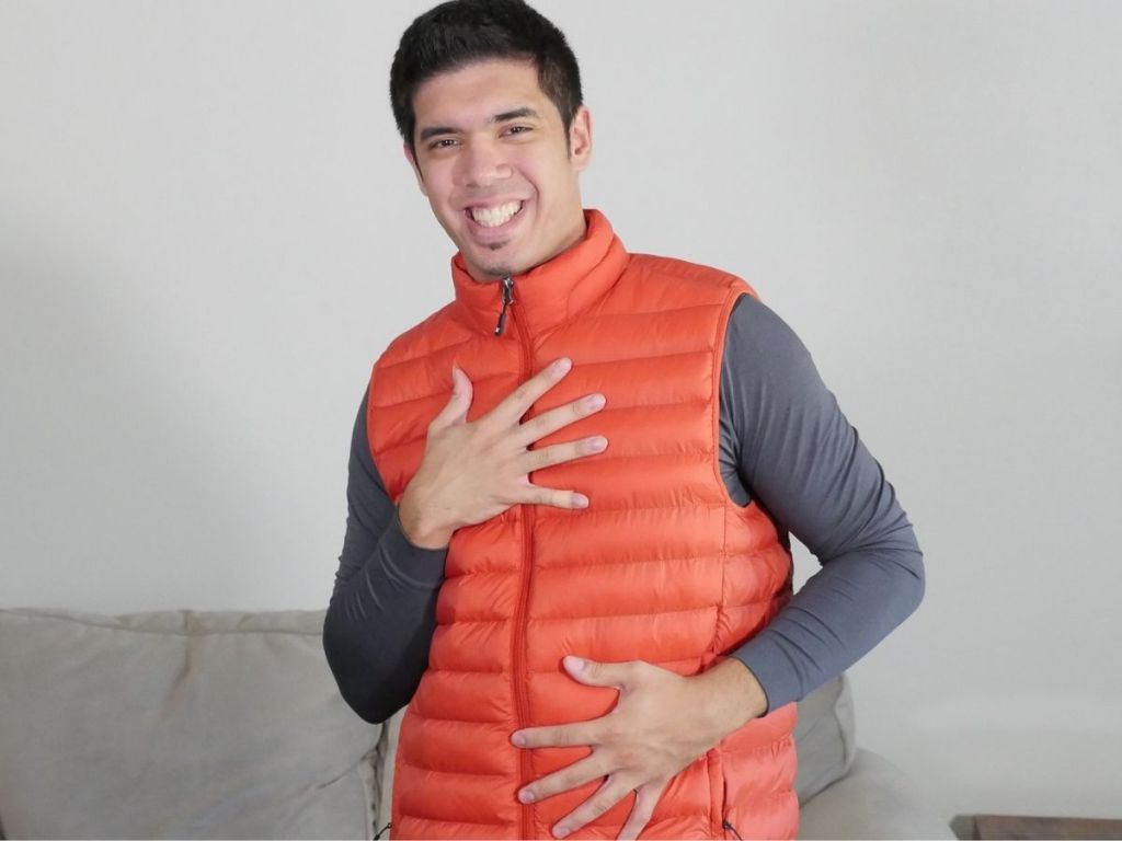 man wearing a puffy vest