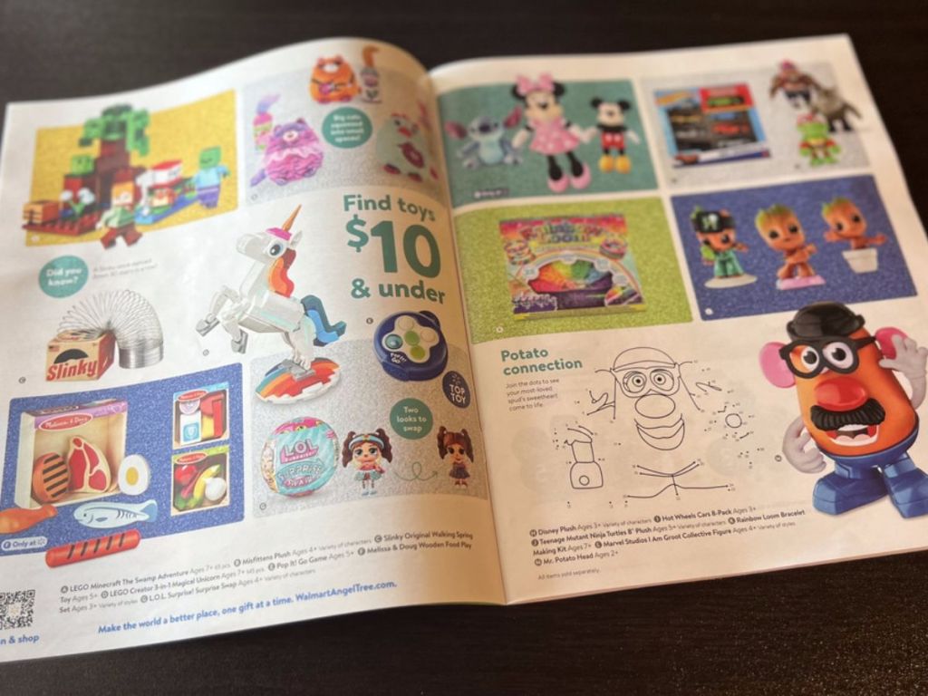 inside pages of the 2023 Walmart Holiday Toy Book