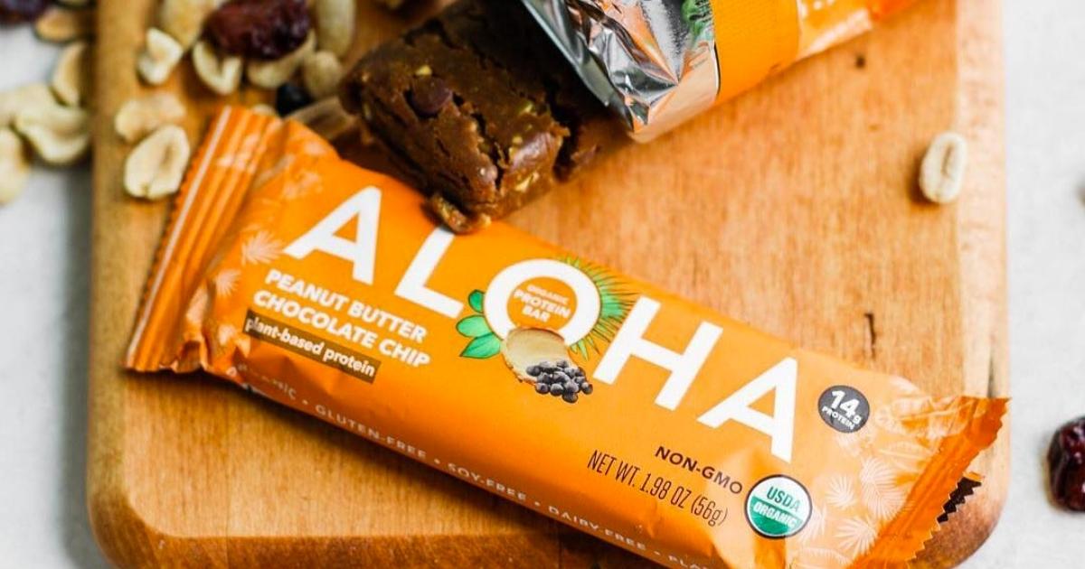 aloha peanut butter chocolate chip vegan protein bars