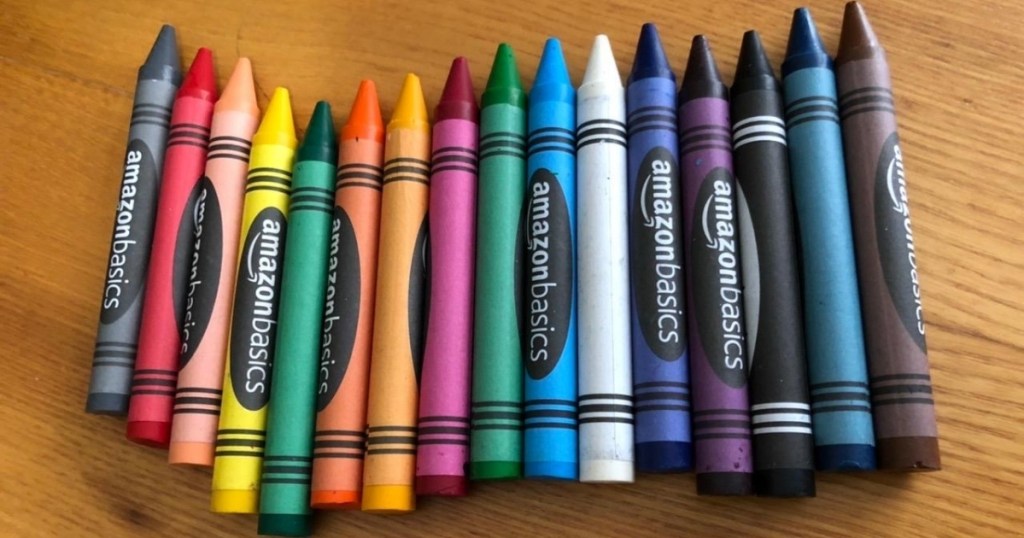 amazon basics jumbo crayons out on table