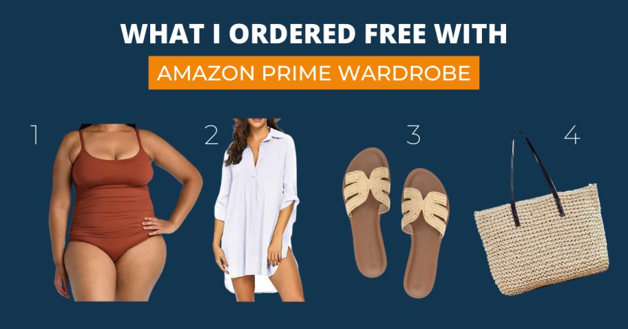 graphic image of amazon prime wardrobe summer bathing suit outfit