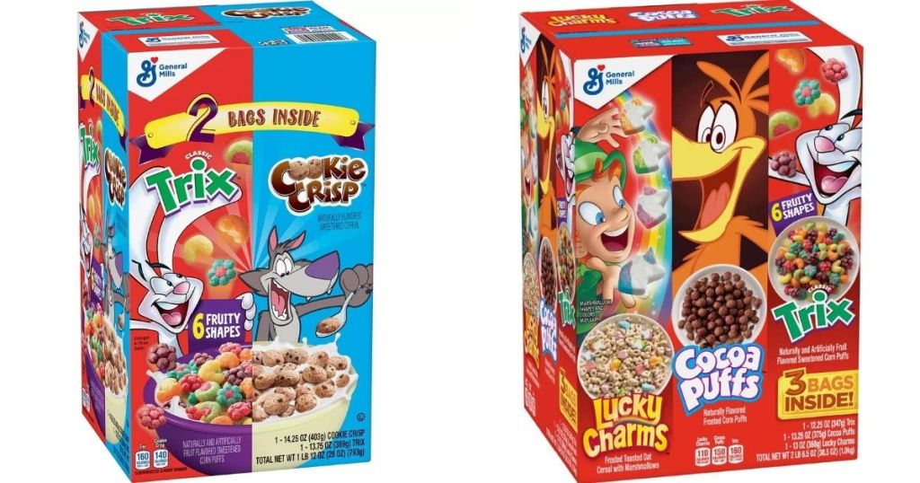 two boxes of cereal