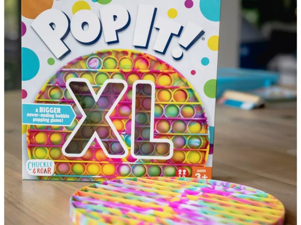 pop it! xl box with toy on table from chuckle and roar