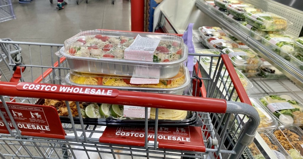 Costco cart with prepared foods