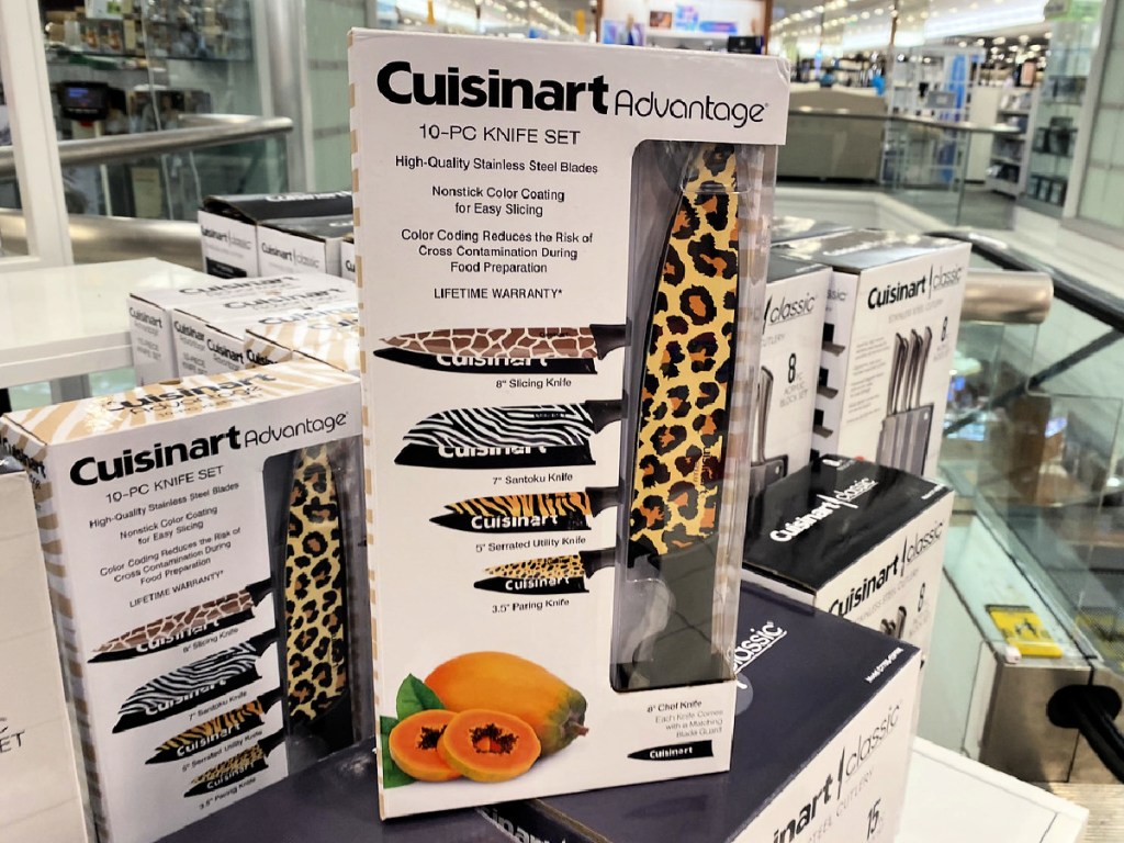 Cuisinart 10-Piece Ceramic-Coated Animal Print Cutlery Set with Blade Guards