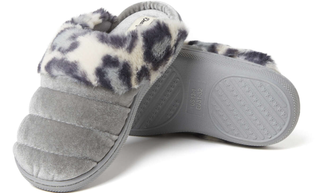 pair of grey slippers