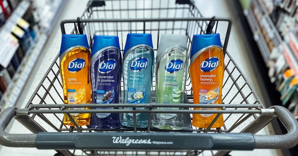 multiple dial body washes in cart