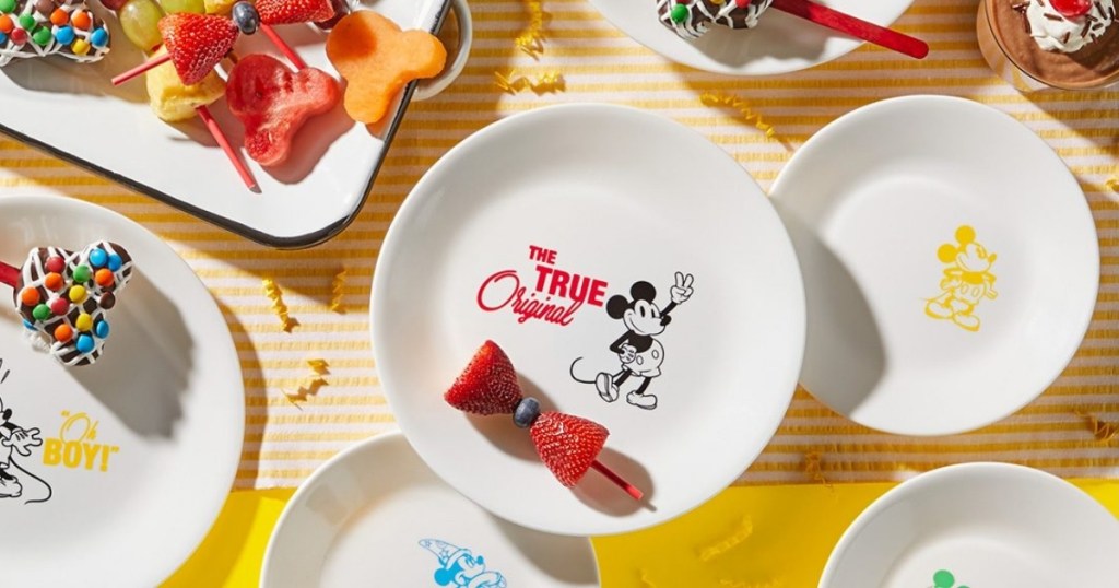 corelle disney mickey mouse dinner plate with food