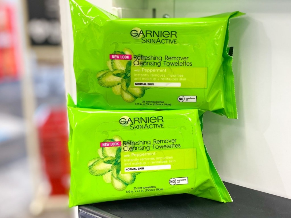 two packs of garnier skinactive refreshing remover cleansing towelettes