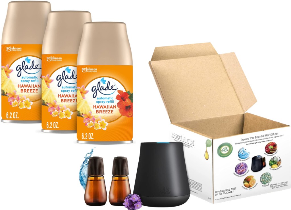 Glade Automatic Spray Refills Hawaiian Breeze 3-Pack and Air Wick Essential Mist Starter Kit