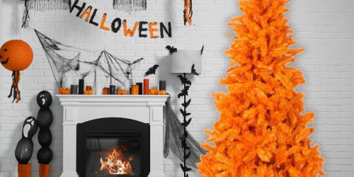 Orange Artificial Christmas Trees are Perfect for Halloween Decorating + on Sale on Wayfair.com!