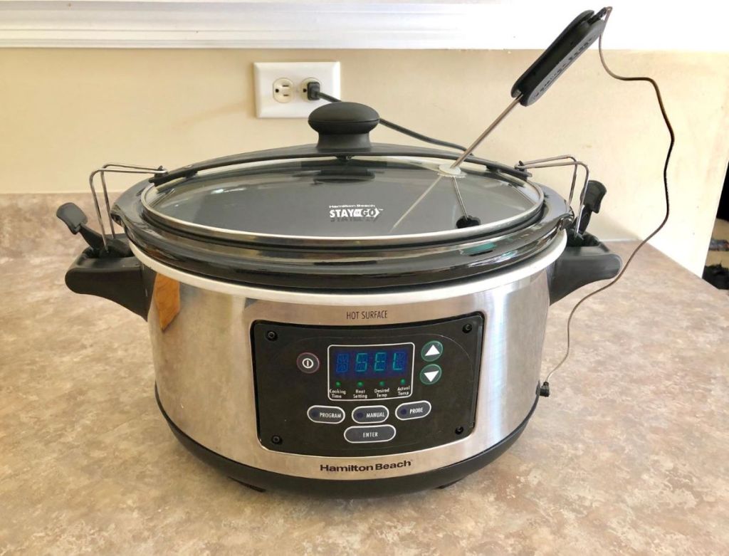 slow cooker on a counter