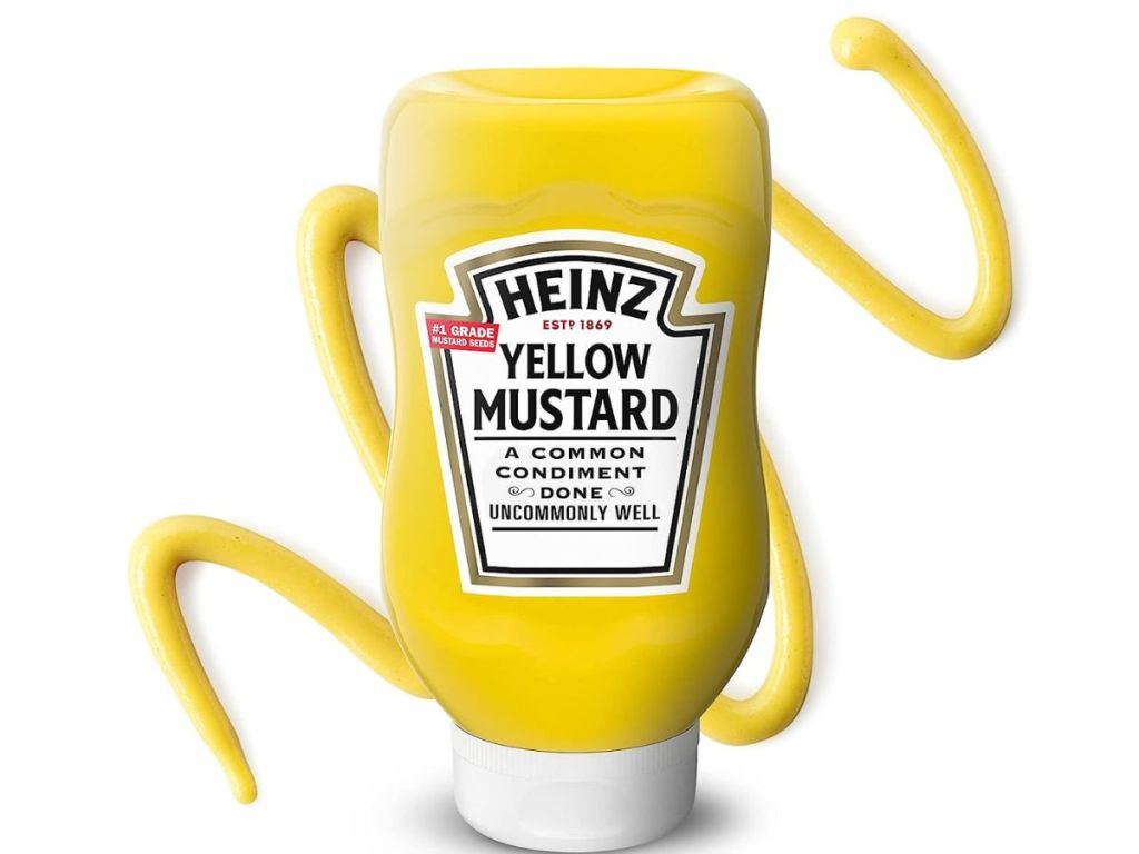 A bottle of Heinz yellow mustard 