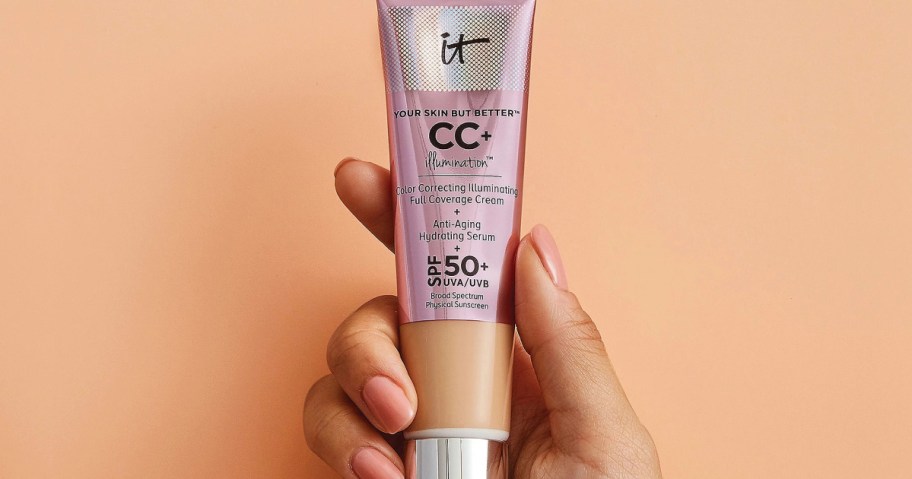 hand holding up It Cosmetics CC cream