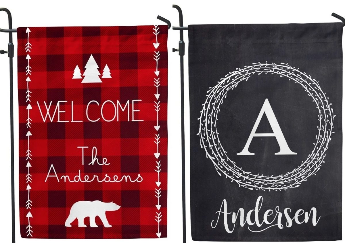 customized buffalo red and chalk home garden flags