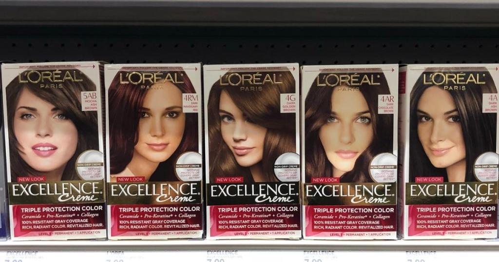 l'oreal paris excellence creme hair color boxes in store
