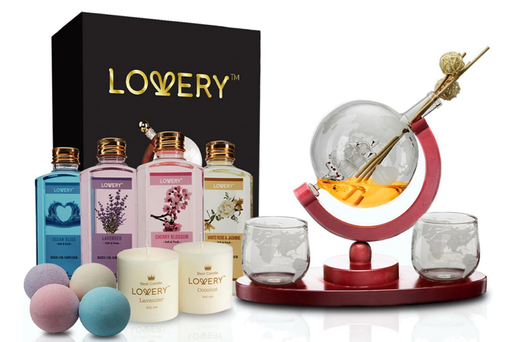 Lovery Whiskey-Wine Globe 16 Piece Gift Set