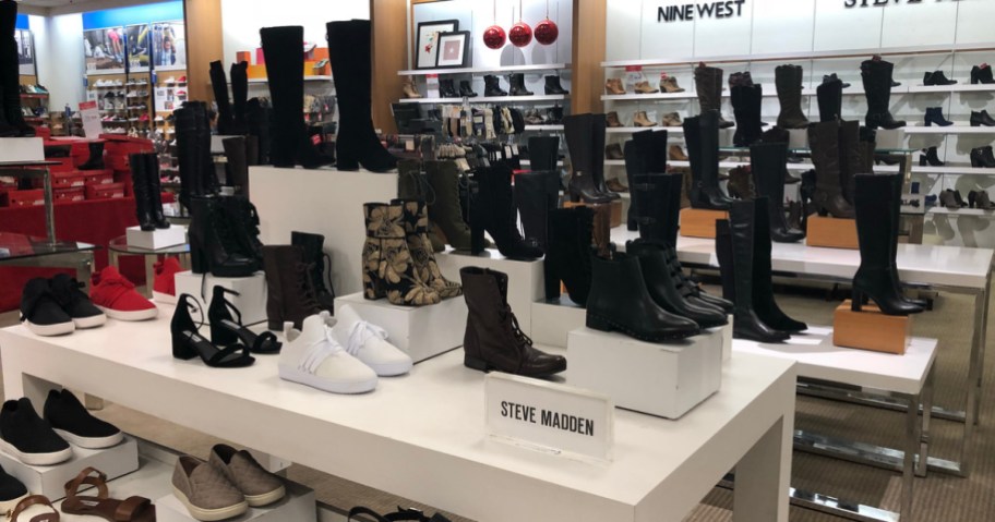 women's Steve Madden shoe display in store
