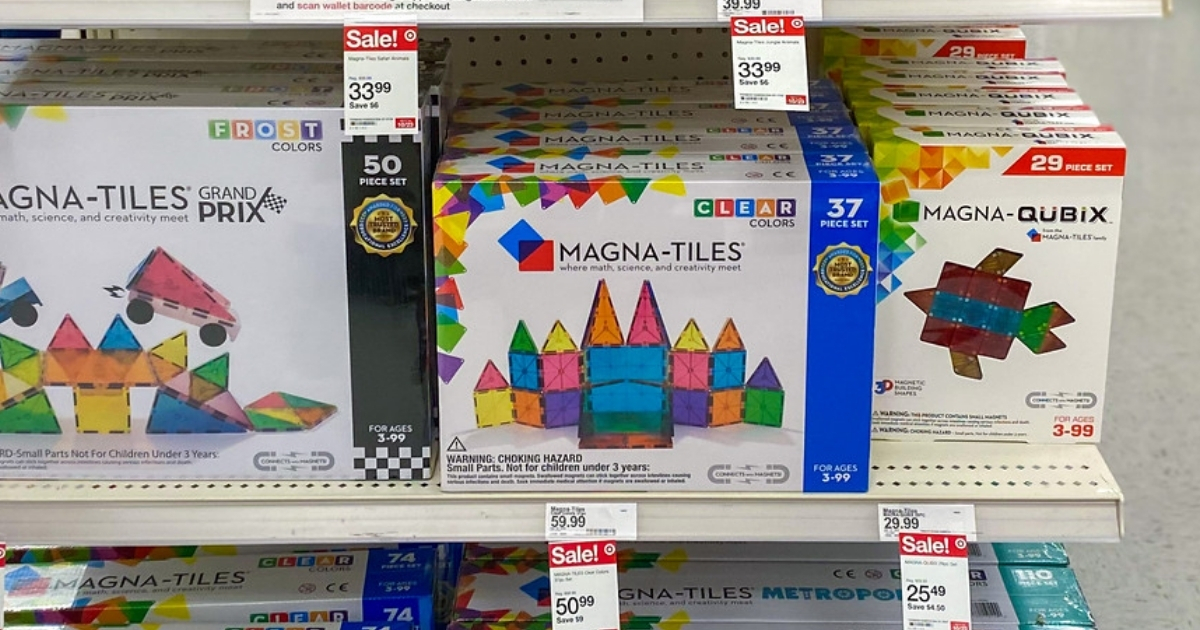 magna tiles 37 piece box on store shelf