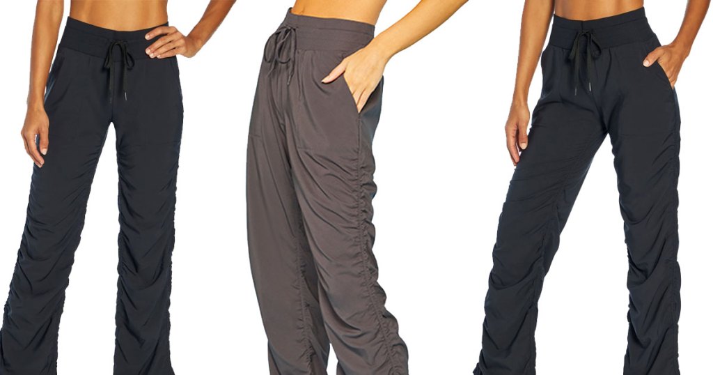three women modeling pants