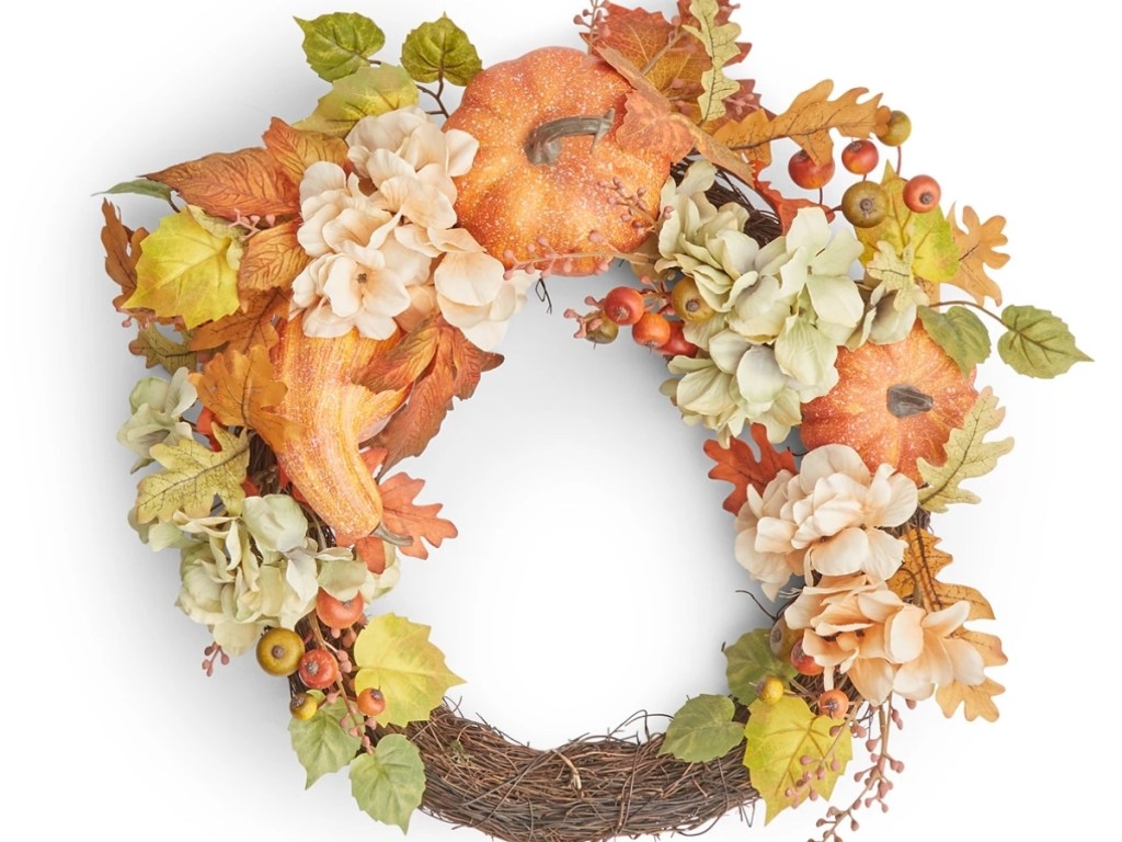 martha stewart harvest pumpkin and leaves wreath