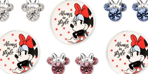 Disney Minnie Mouse Sterling Silver & Crystal Earrings w/ Bonus Trinket Dish Only $16.99 on Macys.com (Regularly $100)