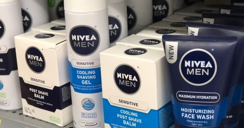 white and blue men's shave products on shelf 