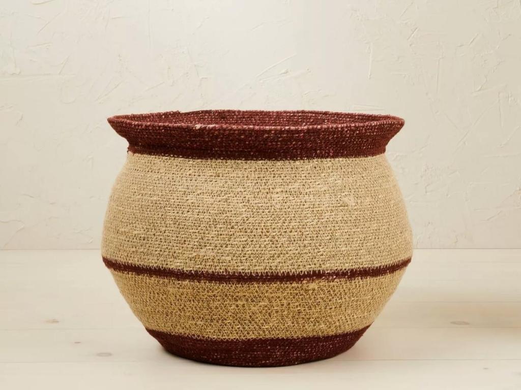 opalhouse round seagrass decorative red basket