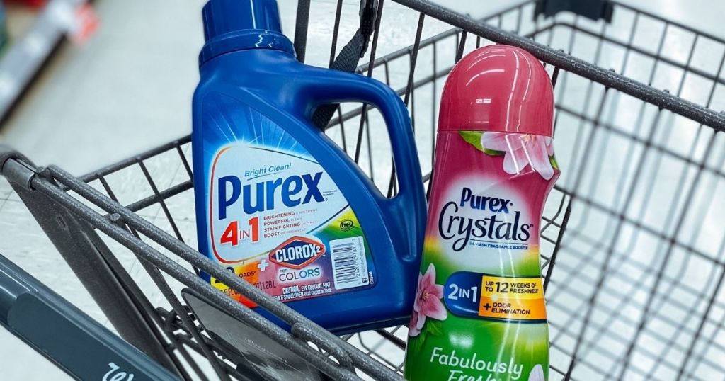 Purex Laundry Detergent and Crystals in a cart