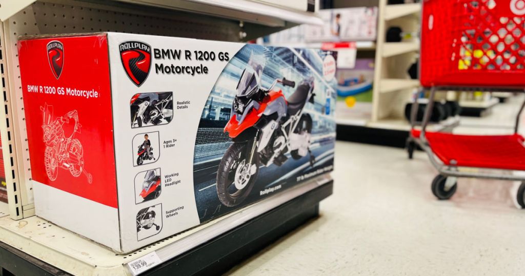 motorized motorcycle on shelf 