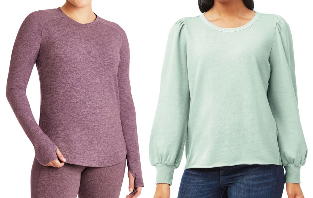 two women modeling sweaters