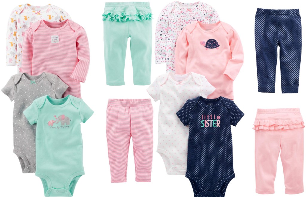 Simple Joys by Carter's Girls' 6-Piece Bodysuits (Short and Long Sleeve) and Pants Set