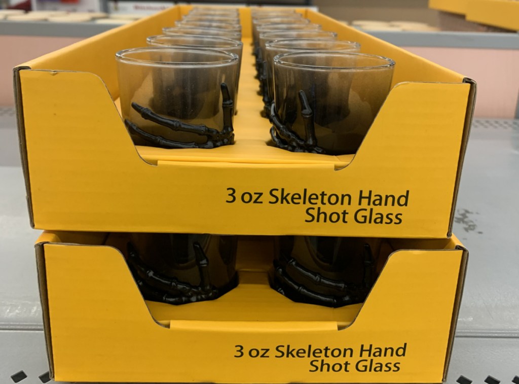 Skeleton Hand 3oz Shot Glass on display in-store