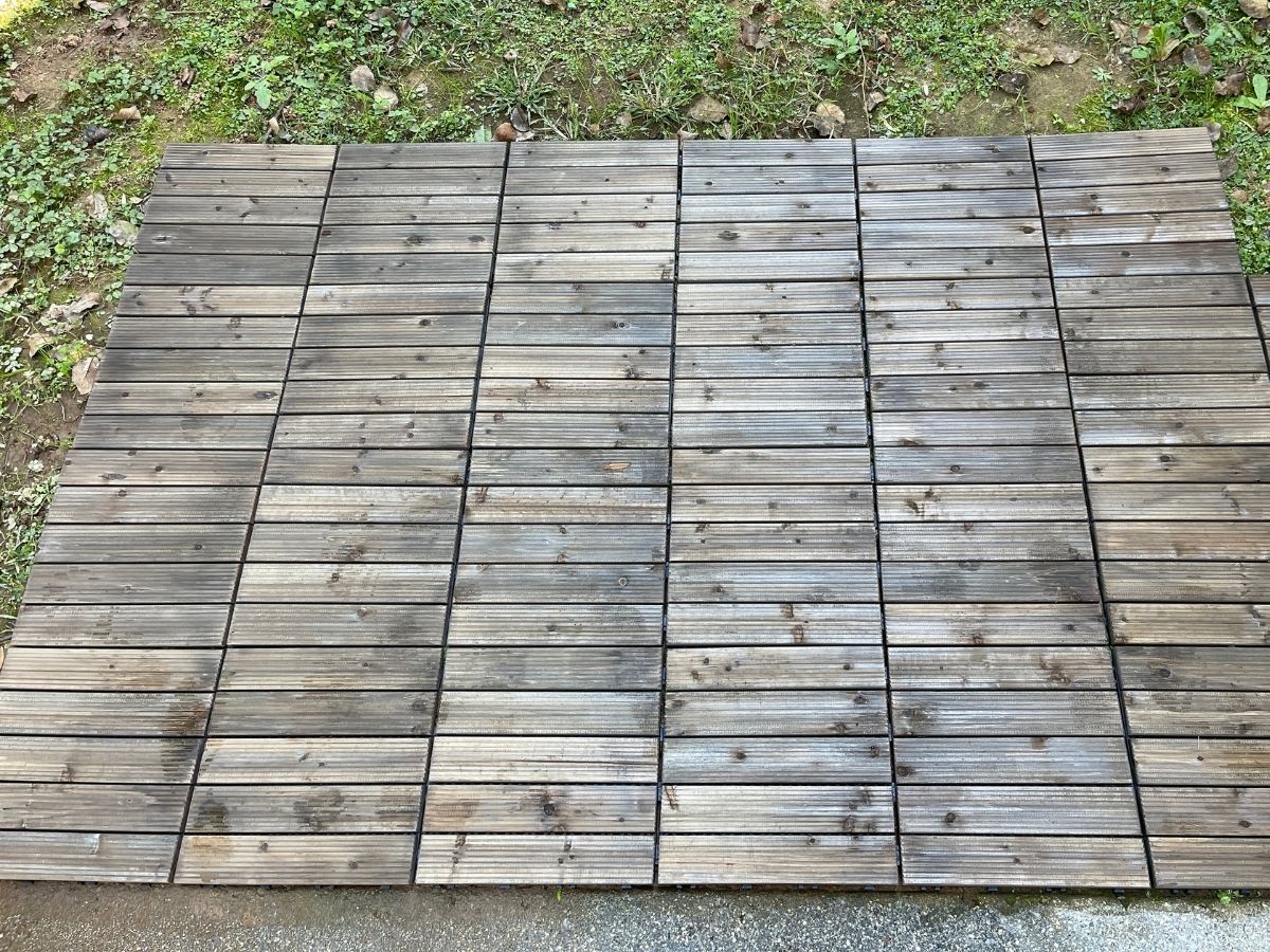 wood tile in backyard