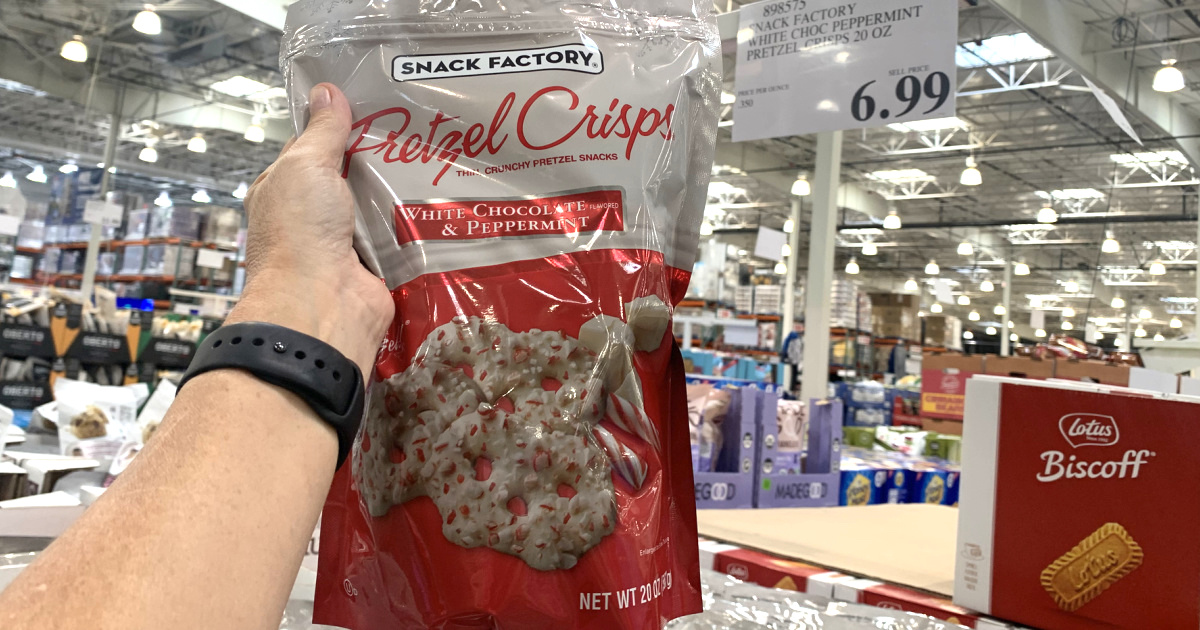 Snack Factory White Chocolate & Peppermint Pretzel 20oz Bag Only $6.99 at Costco