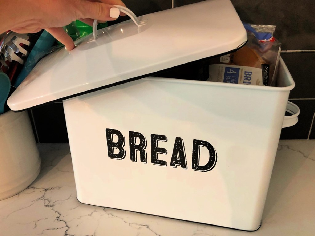 Stylish Farmhouse Counter-Top Bread Box in white