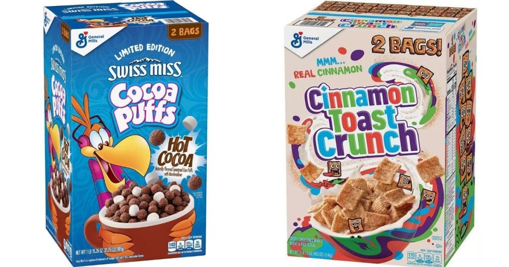 two boxes of cereal