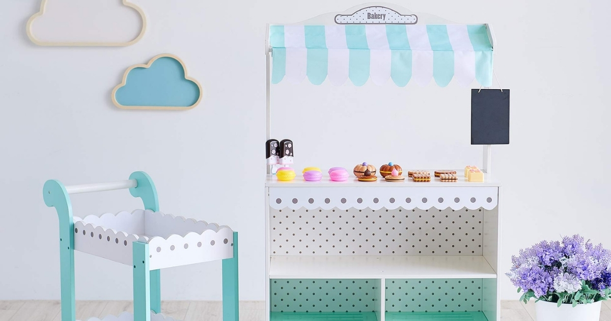 Teamson Kids Wooden Bakery Stand Shop