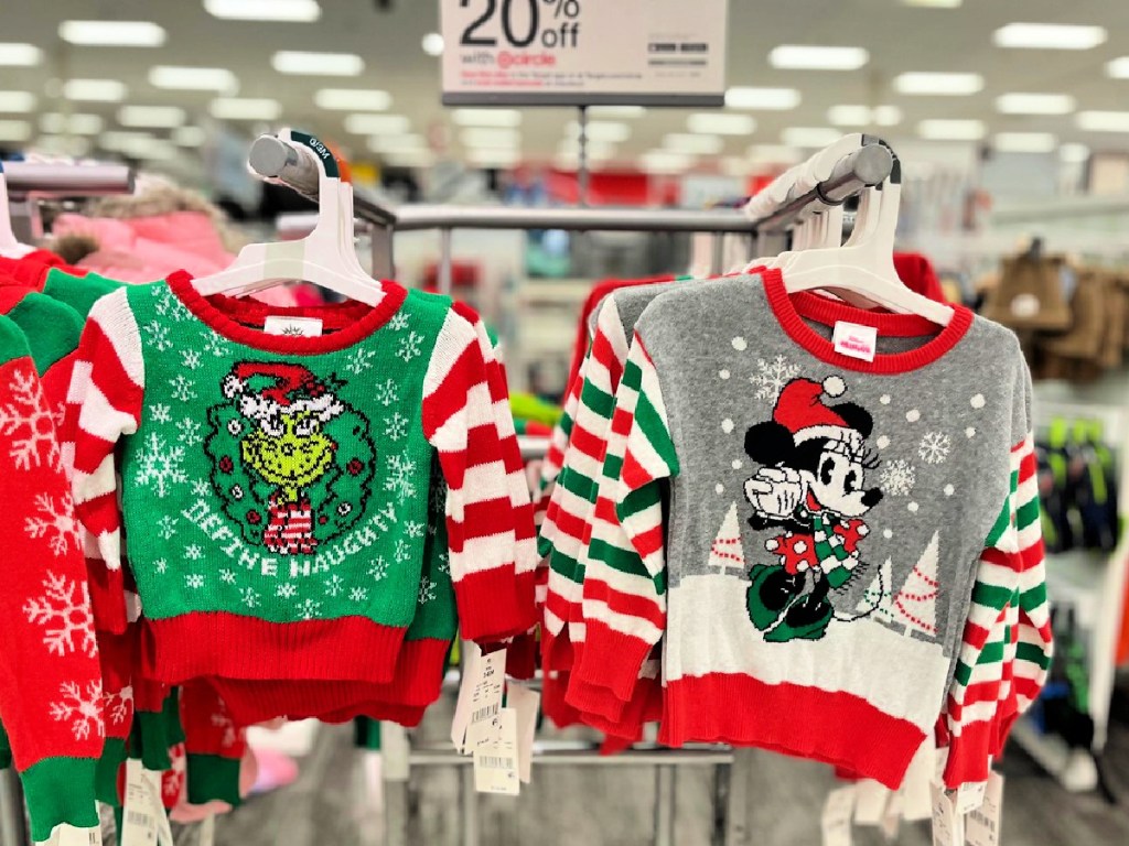 The Grinch and Minnie Mouse Ugly Sweaters at Target