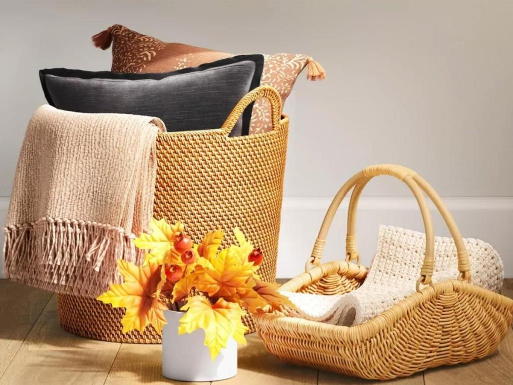 threshold rattan decorative fall basket