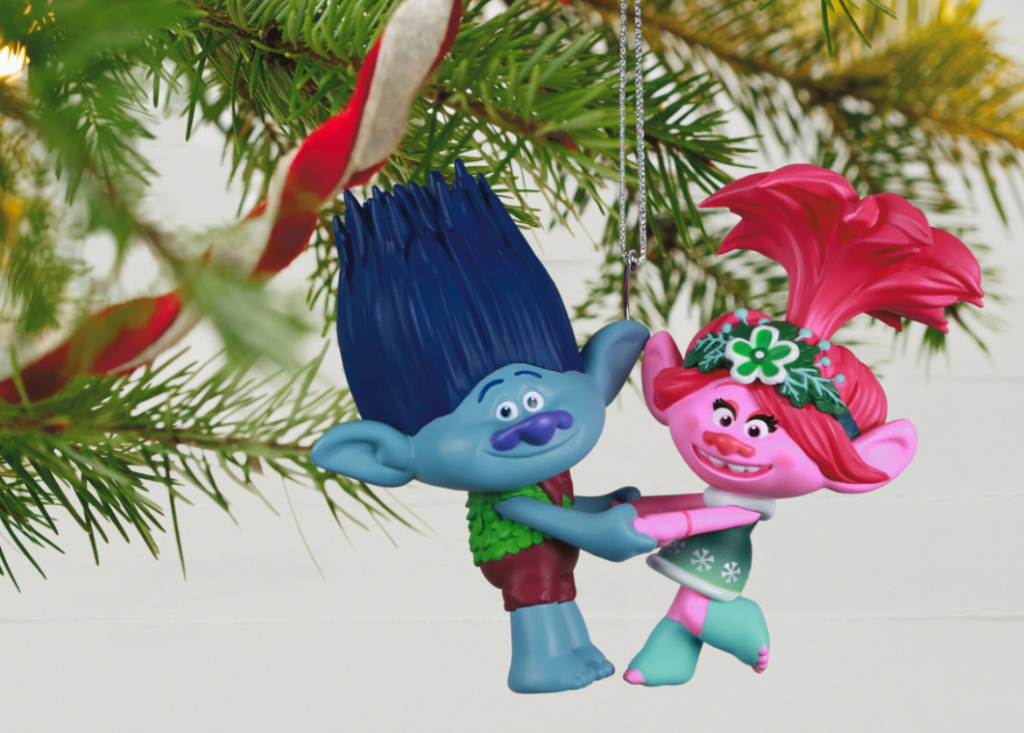 Trolls Ornament in a tree