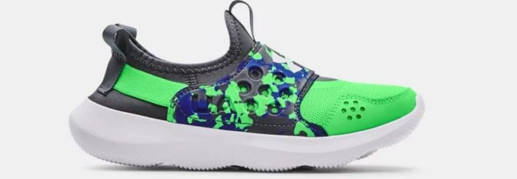 neon green and blue kids under armour shoes