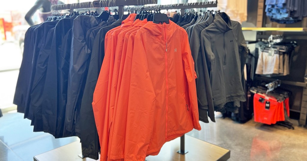 display of under armour jackets