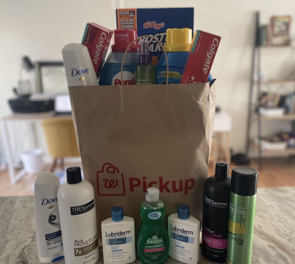 Walgreens bag and beauty, grocery and household items