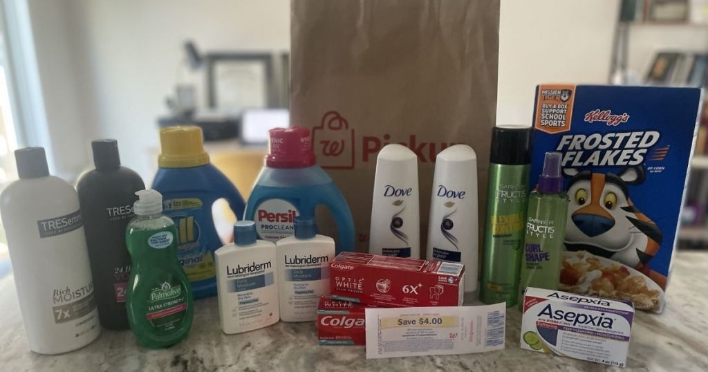 Walgreens order with beauty, laundry and grocery products
