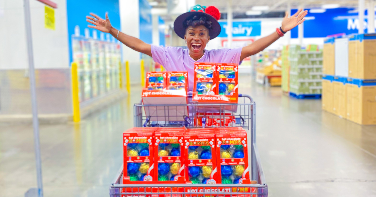 Woman with cart of cocoa bombs