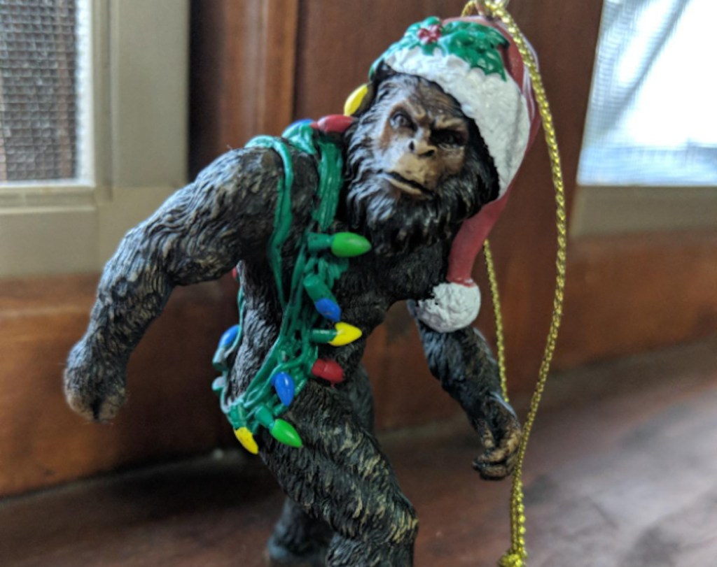 bigfoot santa ornament