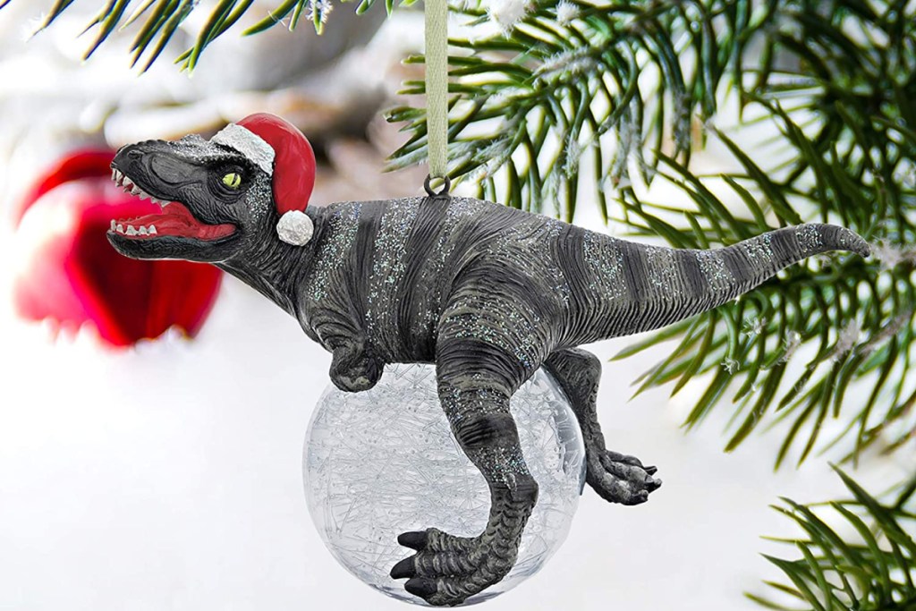 Christmas dinosaur ornament